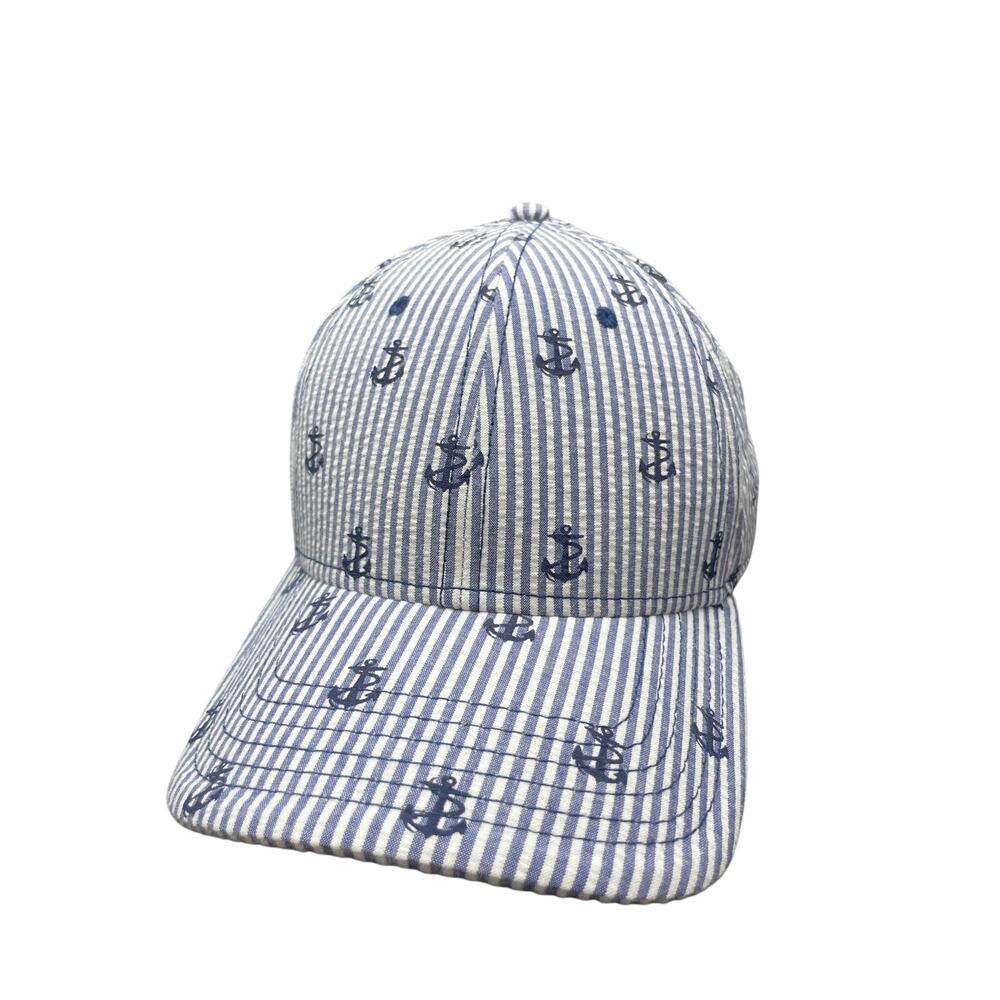 Sperry Topsider Baseball Hat Blue White Stripes w/ Anchors